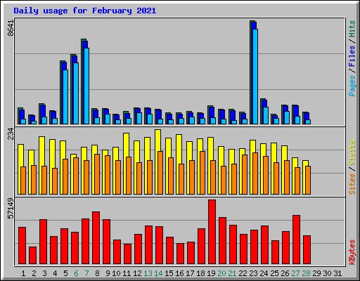 Daily usage for February 2021