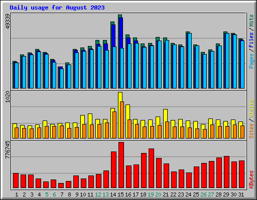 Daily usage for August 2023