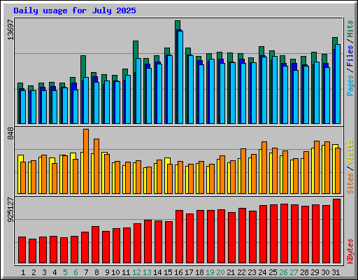 Daily usage for July 2025