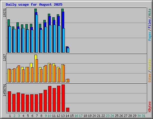 Daily usage for August 2025